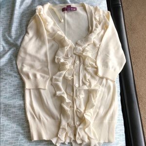 White Ruffled Cardigan